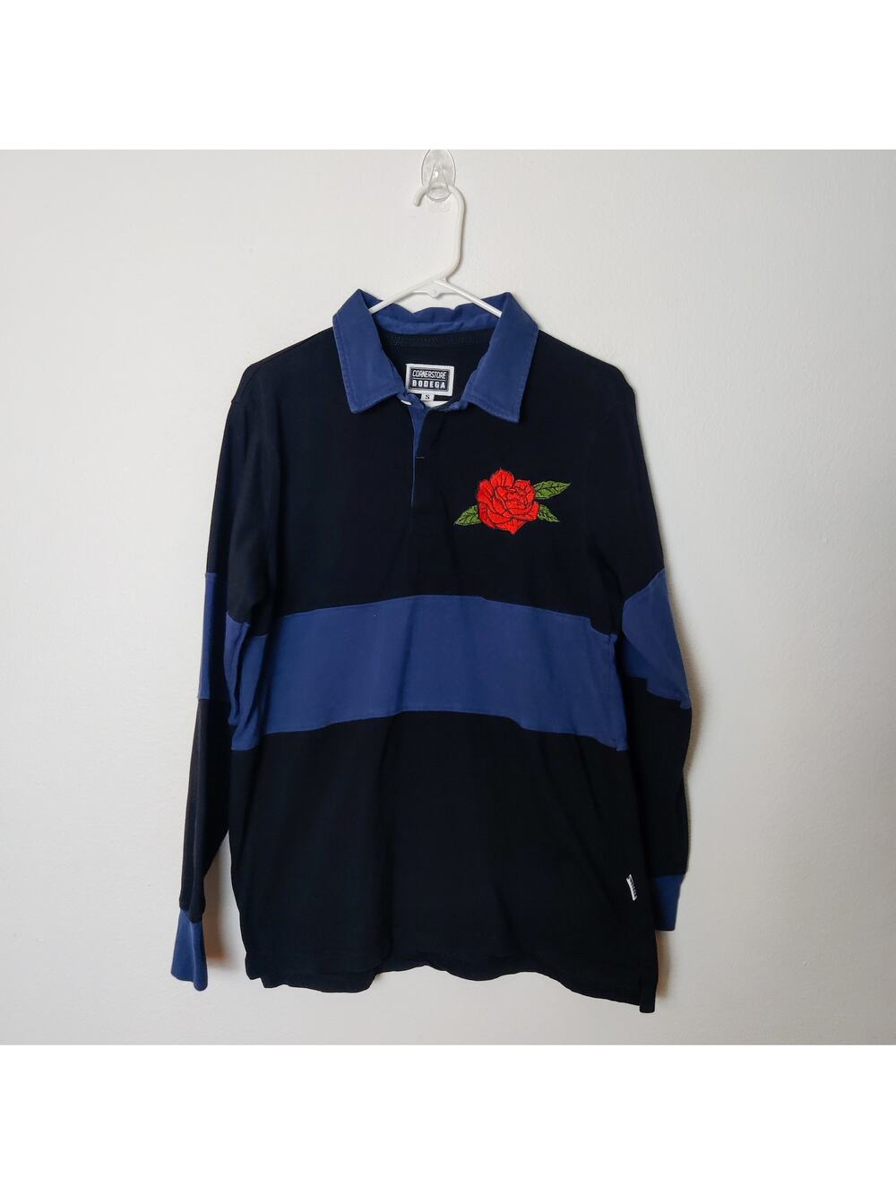 Cornerstore Bodega Rugby Striped Relaxed Sporty Polo Shirt Rose Crest Small